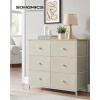 imageSONGMICS Dresser Storage Unit with 6 Easy Pull Fabric Drawers Dresser Drawer Organizer Unit with Metal Frame Wooden Tabletop for Closet Black ULTS23HCamel Yellow  Cream White