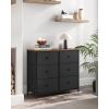 imageSONGMICS Dresser Storage Unit with 6 Easy Pull Fabric Drawers Dresser Drawer Organizer Unit with Metal Frame Wooden Tabletop for Closet Black ULTS23HEbony Black  Rustic Brown