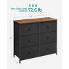 imageSONGMICS Dresser Storage Unit with 6 Easy Pull Fabric Drawers Dresser Drawer Organizer Unit with Metal Frame Wooden Tabletop for Closet Black ULTS23HEbony Black  Rustic Brown