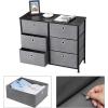 imageSONGMICS Dresser Storage Unit with 6 Easy Pull Fabric Drawers Dresser Drawer Organizer Unit with Metal Frame Wooden Tabletop for Closet Black ULTS23HGrey