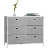 imageSONGMICS Dresser Storage Unit with 6 Easy Pull Fabric Drawers Dresser Drawer Organizer Unit with Metal Frame Wooden Tabletop for Closet Black ULTS23HLight Gray
