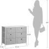 imageSONGMICS Dresser Storage Unit with 6 Easy Pull Fabric Drawers Dresser Drawer Organizer Unit with Metal Frame Wooden Tabletop for Closet Black ULTS23HLight Gray
