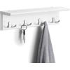 imageSONGMICS Entryway Hanging Coat Rack WallMounted Wooden Shelf with 4 Double Hooks Wall Floating Shelf White ULHR42WTWhite