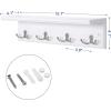 imageSONGMICS Entryway Hanging Coat Rack WallMounted Wooden Shelf with 4 Double Hooks Wall Floating Shelf White ULHR42WTWhite