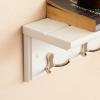 imageSONGMICS Entryway Hanging Coat Rack WallMounted Wooden Shelf with 4 Double Hooks Wall Floating Shelf White ULHR42WTWhite