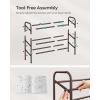imageSONGMICS Expandable Shoe Rack 2 Tier Shoe Rack Shelf Adjustable Shoe Organizer Storage for 15 Pairs of Shoes Metal Free Standing Shoe Racks for Closet Front Door Entryway Easy Assembly Ink BlackBronze