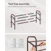 imageSONGMICS Expandable Shoe Rack 2 Tier Shoe Rack Shelf Adjustable Shoe Organizer Storage for 15 Pairs of Shoes Metal Free Standing Shoe Racks for Closet Front Door Entryway Easy Assembly Ink BlackBronze