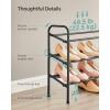 imageSONGMICS Expandable Shoe Rack 2 Tier Shoe Rack Shelf Adjustable Shoe Organizer Storage for 15 Pairs of Shoes Metal Free Standing Shoe Racks for Closet Front Door Entryway Easy Assembly Ink BlackInk Black