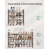 imageSONGMICS Expandable Shoe Rack 2 Tier Shoe Rack Shelf Adjustable Shoe Organizer Storage for 15 Pairs of Shoes Metal Free Standing Shoe Racks for Closet Front Door Entryway Easy Assembly Ink BlackBronze