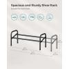 imageSONGMICS Expandable Shoe Rack 2 Tier Shoe Rack Shelf Adjustable Shoe Organizer Storage for 15 Pairs of Shoes Metal Free Standing Shoe Racks for Closet Front Door Entryway Easy Assembly Ink BlackInk Black