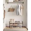 imageSONGMICS Expandable Shoe Rack 2 Tier Shoe Rack Shelf Adjustable Shoe Organizer Storage for 15 Pairs of Shoes Metal Free Standing Shoe Racks for Closet Front Door Entryway Easy Assembly Ink BlackBronze