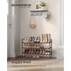 imageSONGMICS Expandable Shoe Rack 2 Tier Shoe Rack Shelf Adjustable Shoe Organizer Storage for 15 Pairs of Shoes Metal Free Standing Shoe Racks for Closet Front Door Entryway Easy Assembly Ink BlackBronze