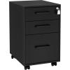 imageSONGMICS File Cabinet PreAssembled Except Wheels and Handles Office Filing Cabinet with Lock for A4 Legal Letter Sized Documents 177 x 144 x 236 Inches Rustic Brown and Black UOFC110B01V1Matte Black