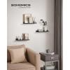 imageSONGMICS Floating Shelves Set of 3 Wall Shelves 236Inch Wide for Photo Frames and Trinkets for Living Room Home Office Kitchen Bathroom White ULWS061W01Black