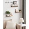 imageSONGMICS Floating Shelves Set of 3 Wall Shelves 236Inch Wide for Photo Frames and Trinkets for Living Room Home Office Kitchen Bathroom White ULWS061W01Rustic Brown