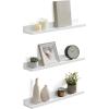 imageSONGMICS Floating Shelves Set of 3 Wall Shelves 236Inch Wide for Photo Frames and Trinkets for Living Room Home Office Kitchen Bathroom White ULWS061W01White