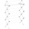 imageSONGMICS Foldable Clothes Drying Rack Laundry Drying Rack Clothes Airer Steel Frame 146 x 295 x 532 Inches Easy Assembly Indoor Outdoor Use Gray ULLR770G01White