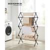 imageSONGMICS Foldable Clothes Drying Rack Laundry Drying Rack Clothes Airer Steel Frame 146 x 295 x 532 Inches Easy Assembly Indoor Outdoor Use Gray ULLR770G01Black