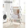 imageSONGMICS Foldable Clothes Drying Rack Laundry Drying Rack Clothes Airer Steel Frame 146 x 295 x 532 Inches Easy Assembly Indoor Outdoor Use Gray ULLR770G01Gray
