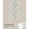 imageSONGMICS Foldable Clothes Drying Rack Laundry Drying Rack Clothes Airer Steel Frame 146 x 295 x 532 Inches Easy Assembly Indoor Outdoor Use Gray ULLR770G01White
