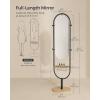imageSONGMICS Full Length Mirror 63 x 20 Inches Arched Full Body Floor Mirror with Stand Aluminum Alloy Frame Tempered Glass for Bedroom Living Room Cloakroom Ink Black ULFM031B01Oak Beige  Ink Black