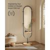 imageSONGMICS Full Length Mirror 63 x 20 Inches Arched Full Body Floor Mirror with Stand Aluminum Alloy Frame Tempered Glass for Bedroom Living Room Cloakroom Ink Black ULFM031B01Oak Beige  Ink Black