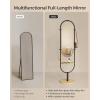 imageSONGMICS Full Length Mirror 63 x 20 Inches Arched Full Body Floor Mirror with Stand Aluminum Alloy Frame Tempered Glass for Bedroom Living Room Cloakroom Ink Black ULFM031B01Oak Beige  Ink Black