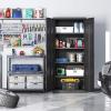 imageSONGMICS Garage Cabinet Metal Storage Cabinet with Doors and Shelves Office Cabinet for Home Office Garage and Utility Room Black UOMC015B01