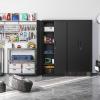 imageSONGMICS Garage Cabinet Metal Storage Cabinet with Doors and Shelves Office Cabinet for Home Office Garage and Utility Room Black UOMC015B01