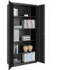 imageSONGMICS Garage Cabinet Metal Storage Cabinet with Doors and Shelves Office Cabinet for Home Office Garage and Utility Room Black UOMC015B01