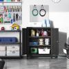 imageSONGMICS Garage Cabinet Metal Storage Cabinet with Doors and Shelves for Home Office Garage and Utility Room Black UOMC013B01Black