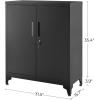 imageSONGMICS Garage Cabinet Metal Storage Cabinet with Doors and Shelves for Home Office Garage and Utility Room Black UOMC013B01Black