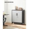 imageSONGMICS Garage Cabinet Metal Storage Cabinet with Doors and Shelves for Home Office Garage and Utility Room Black UOMC013B01Silver  Black