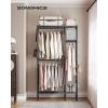 imageSONGMICS Garment Rack Heavy Duty Clothes Rack Freestanding Portable Wardrobe Closet for Hanging Clothes with 1 Storage Box 8 Hooks Adjustable Wire Shelves 3 Hanging Rods Black ULGR421B01