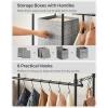 imageSONGMICS Garment Rack Heavy Duty Clothes Rack Freestanding Portable Wardrobe Closet for Hanging Clothes with 1 Storage Box 8 Hooks Adjustable Wire Shelves 3 Hanging Rods Black ULGR421B01
