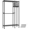 imageSONGMICS Garment Rack Heavy Duty Clothes Rack Freestanding Portable Wardrobe Closet for Hanging Clothes with 1 Storage Box 8 Hooks Adjustable Wire Shelves 3 Hanging Rods Black ULGR421B01