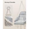 imageSONGMICS Hanging Chair Hammock Chair with Large Thick Cushion Boho Swing Chair for Bedroom Patio Balcony Garden Holds up to 264 lb Accessories Included Cream White and Dove Gray UGDC042G01Cloud White  Gray