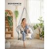 imageSONGMICS Hanging Chair Hammock Chair with Large Thick Cushion Boho Swing Chair for Bedroom Patio Balcony Garden Holds up to 264 lb Accessories Included Cream White and Dove Gray UGDC042G01Dove Gray  Cream White