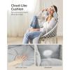 imageSONGMICS Hanging Chair Hammock Chair with Large Thick Cushion Boho Swing Chair for Bedroom Patio Balcony Garden Holds up to 264 lb Accessories Included Cream White and Dove Gray UGDC042G01Cloud White  Gray
