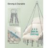 imageSONGMICS Hanging Chair Hammock Chair with Large Thick Cushion Boho Swing Chair for Bedroom Patio Balcony Garden Holds up to 264 lb Accessories Included Cream White and Dove Gray UGDC042G01Dove Gray  Cream White