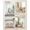 imageSONGMICS Hanging Chair Hammock Chair with Large Thick Cushion Boho Swing Chair for Bedroom Patio Balcony Garden Holds up to 264 lb Accessories Included Cream White and Dove Gray UGDC042G01Cloud White  Gray