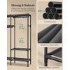 imageSONGMICS Heavy Duty Clothes Rack 65 Inch Freestanding Portable Wardrobe with Hanging Rails and Shelves Total Load 242 lb Easy Assembly for Cloakroom Bedroom Black URDR201B023Row without Cover