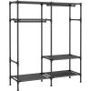imageSONGMICS Heavy Duty Clothes Rack 65 Inch Freestanding Portable Wardrobe with Hanging Rails and Shelves Total Load 242 lb Easy Assembly for Cloakroom Bedroom Black URDR201B022Row without Cover