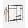 imageSONGMICS Heavy Duty Clothes Rack 65 Inch Freestanding Portable Wardrobe with Hanging Rails and Shelves Total Load 242 lb Easy Assembly for Cloakroom Bedroom Black URDR201B022Row without Cover