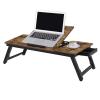 imageSONGMICS Laptop Desk Bed Sofa Breakfast Tray Adjustable Tilt Top RightLeft Handed Adjustable Folding Legs Drawer Rustic Dark Brown ULLD110B01