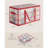 imageSONGMICS Large Christmas Decoration Storage Box 4Inch 54 Slots Plastic Christmas Bauble Storage Box with Lid Dual Zippers 6 Trays Side Handles Cherry Red URFB030T01Cherry Red