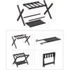 imageSONGMICS Luggage Rack Folding Suitcase Stand with Storage Shelf for Guest Room Hotel Bedroom HeavyDuty Holds up to 131 lb Classic White URLR007W01Expresso