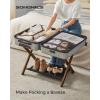 imageSONGMICS Luggage Rack Folding Suitcase Stand with Storage Shelf for Guest Room Hotel Bedroom HeavyDuty Holds up to 131 lb Classic White URLR007W01Walnut Brown