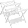 imageSONGMICS Luggage Rack Folding Suitcase Stand with Storage Shelf for Guest Room Hotel Bedroom HeavyDuty Holds up to 131 lb Classic White URLR007W01White