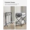 imageSONGMICS Luggage Racks Set of 2 Suitcase Stand with Fabric Storage Shelf for Guest Room Bedroom Hotel Foldable Steel Frame Holds up to 110 lb 272 x 15 x 205 Inches Black URLR002B02Slate Gray